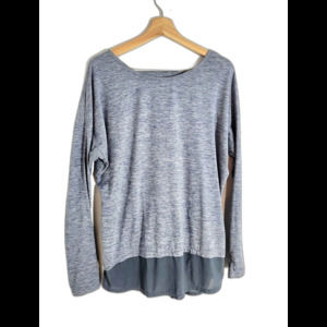 Women's Danskin Now Yoga Blue Heathered Medium Top Athletic Shirt Stretch Long